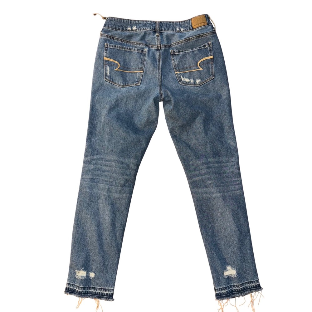 American Eagle Distressed Ripped Mom Jeans Women's Size 4 Button Fly - Picture 2 of 12